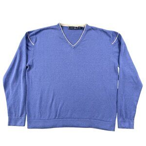 Ted Baker London Sweater Mens 5 / XL Light Blue VNeck Pullover